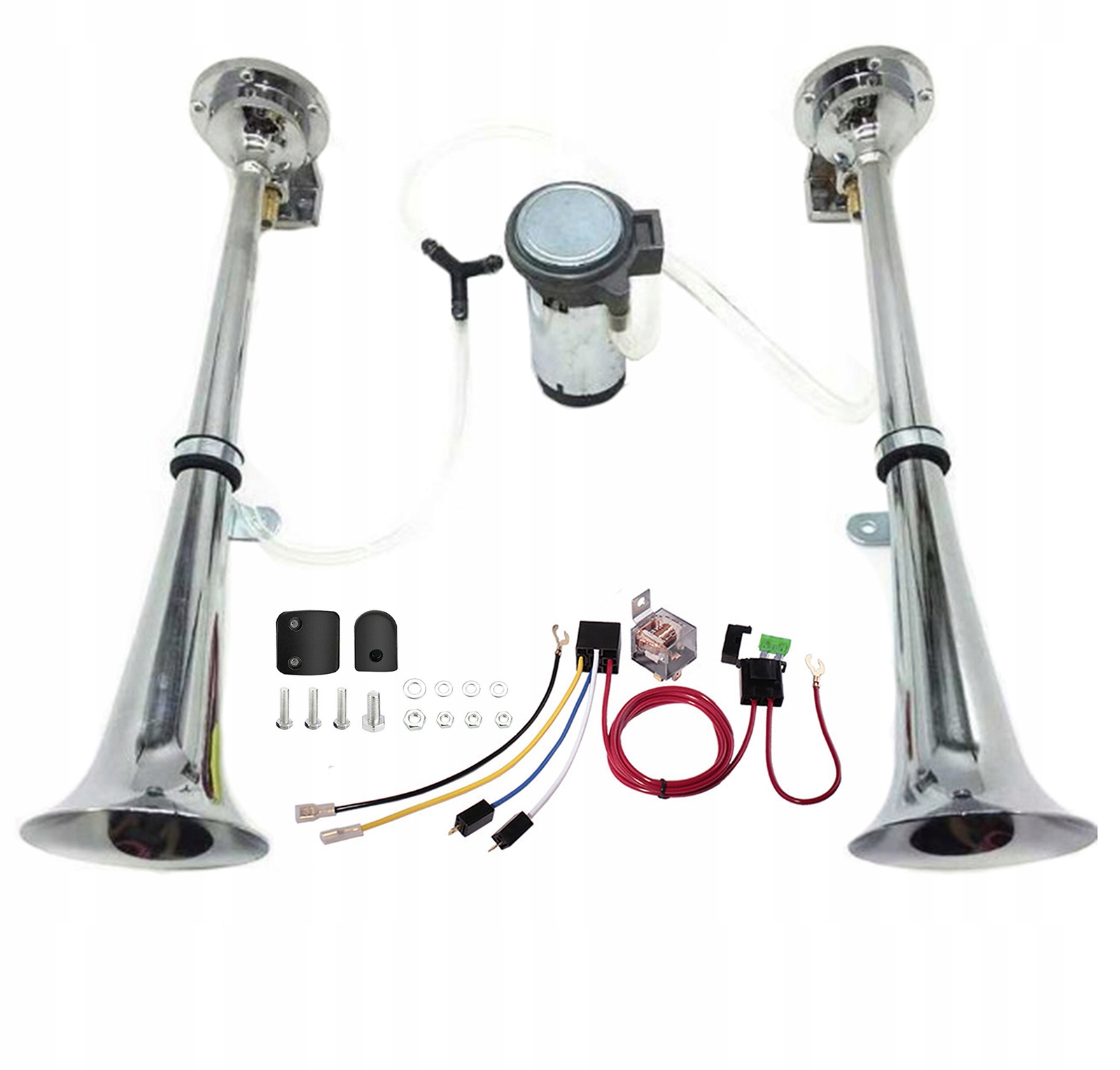 17" Dvojitý klakson pneumatická trubka chrom s kompresorem 600 dB