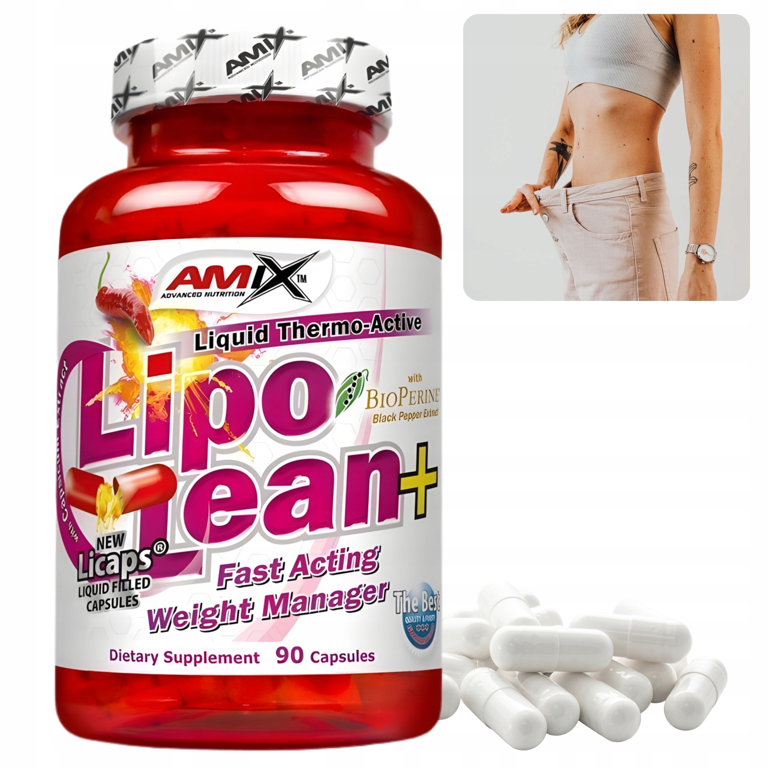 Amix LipoLean spalovač tuků z břicha pro ženy Guarana Cla 90 kapslí