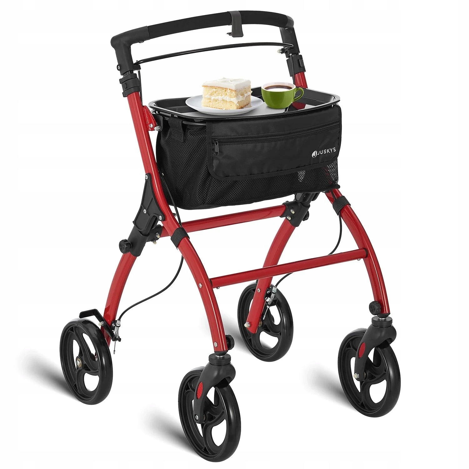 Czerwony Rollator Balkonik Na Kółkach Rehabilitacyjny Chodzik