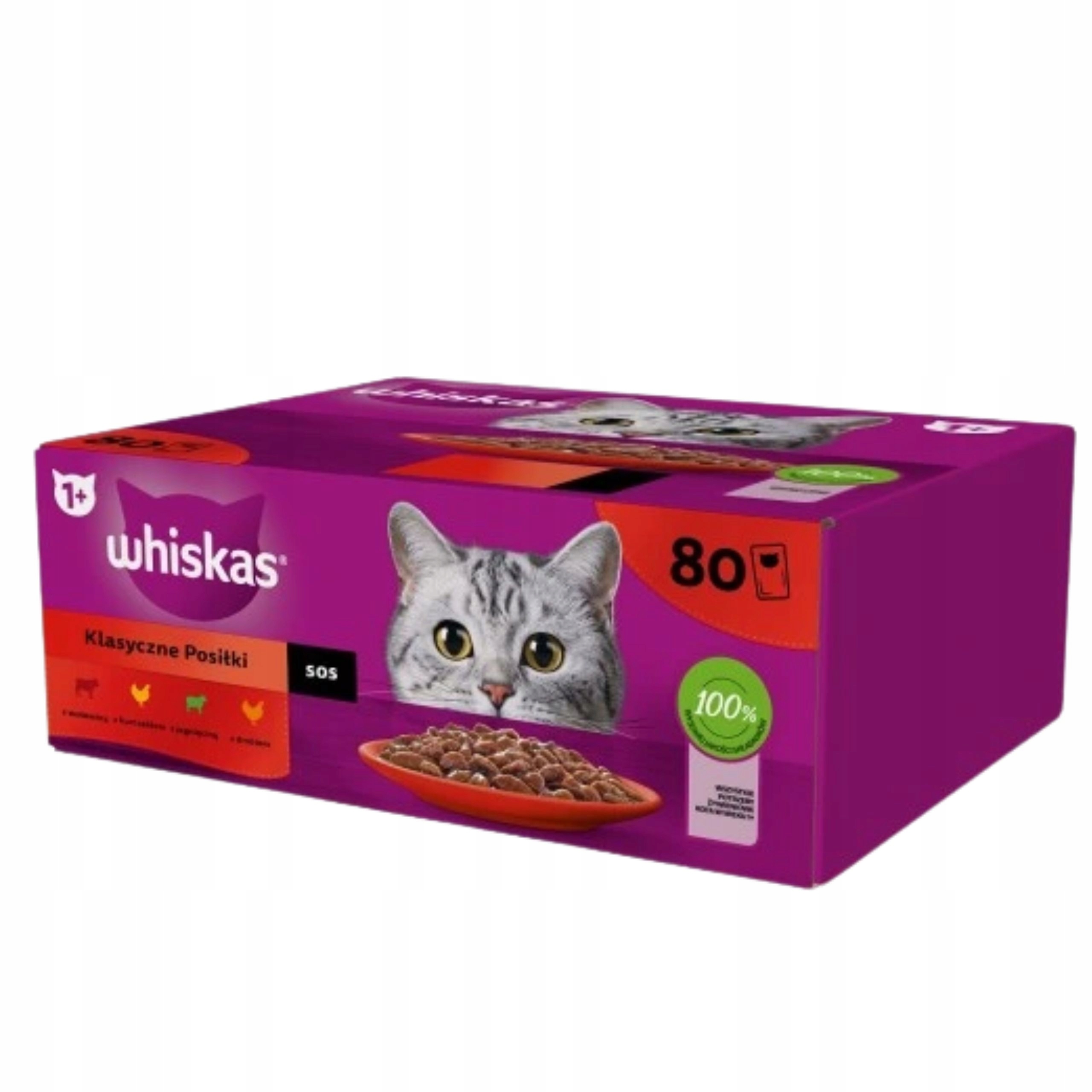Karma Whiskas Klasyczne Posiłki w Sosie 80szt 85g