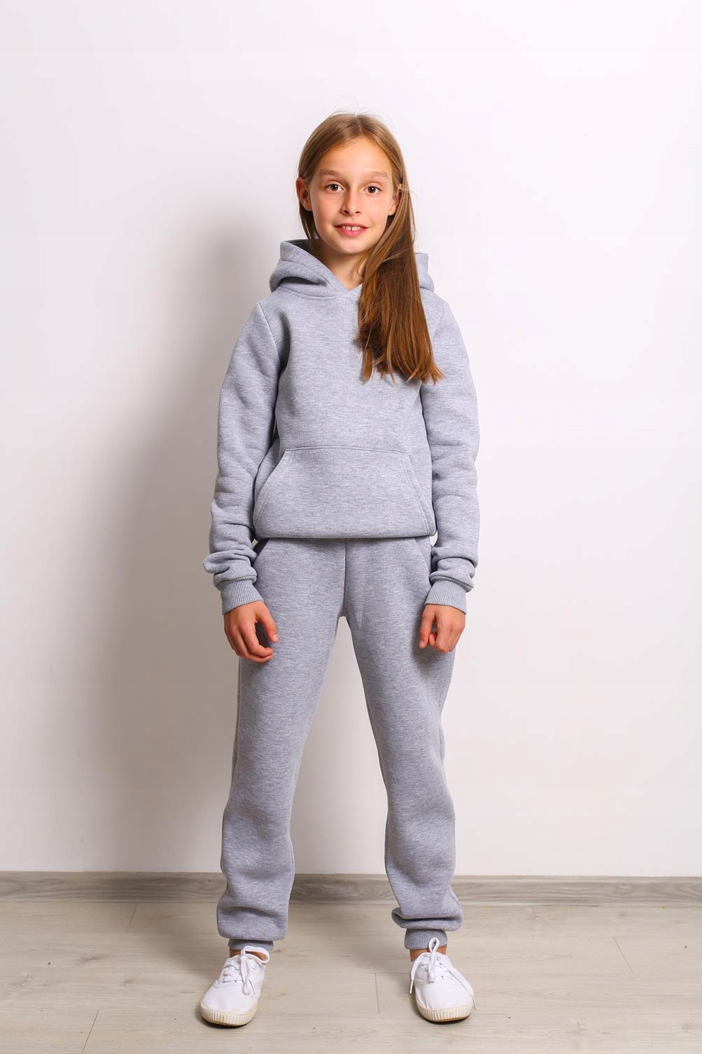 DZ01 SZARY CIEPŁY DRES Z MESZKIEM KOMPLET 146 Marka Inna marka