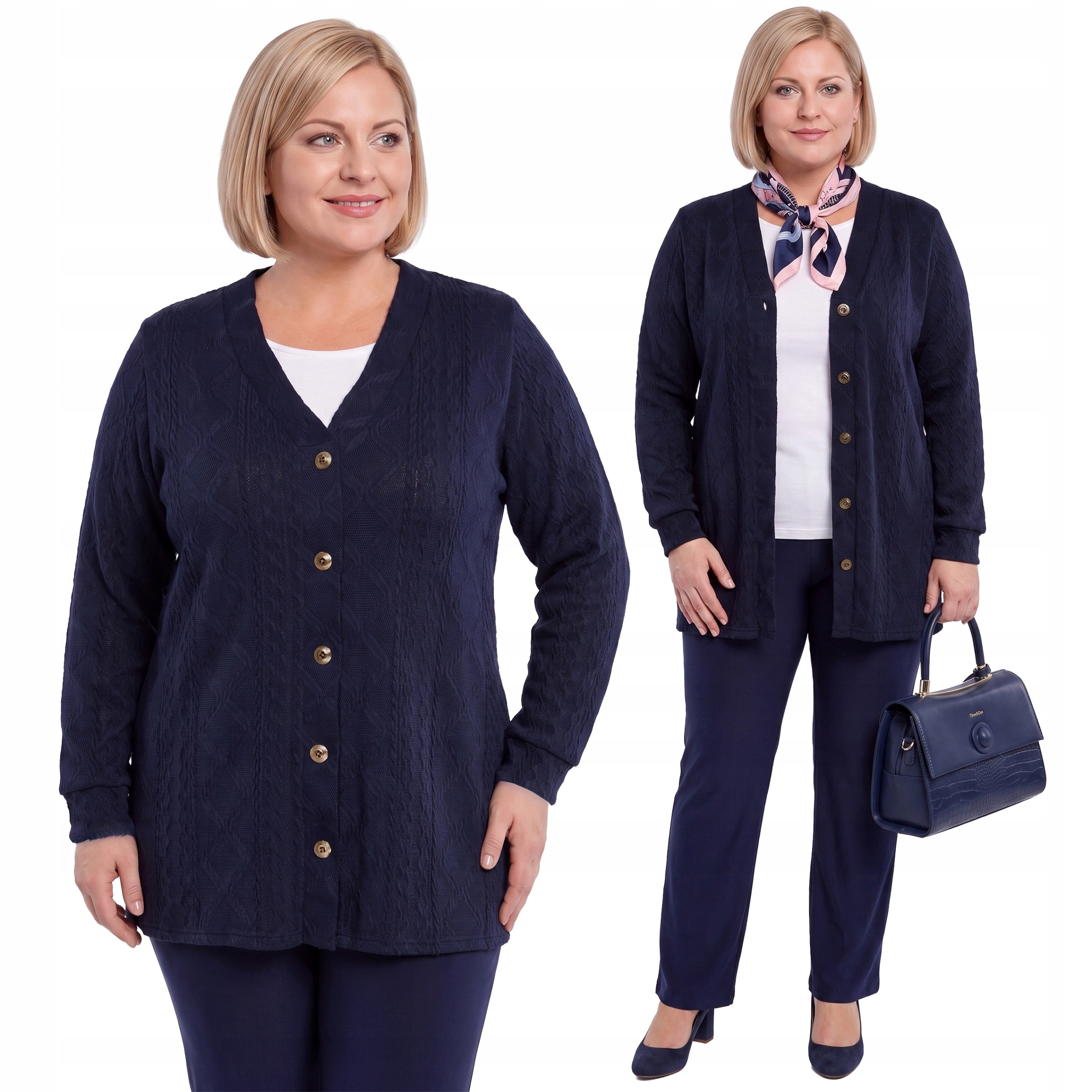 Tmavě modrý svetr s knoflíky plus size velikost 48/50