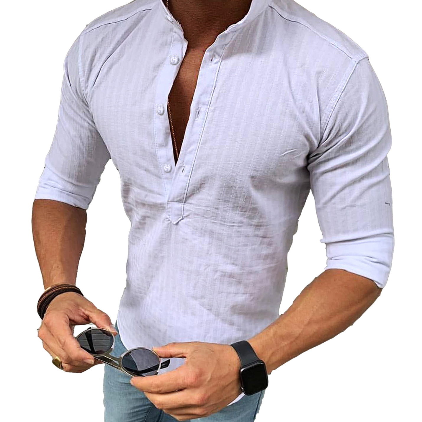 Pánská košile Casual každodenní bavlněná stojáček