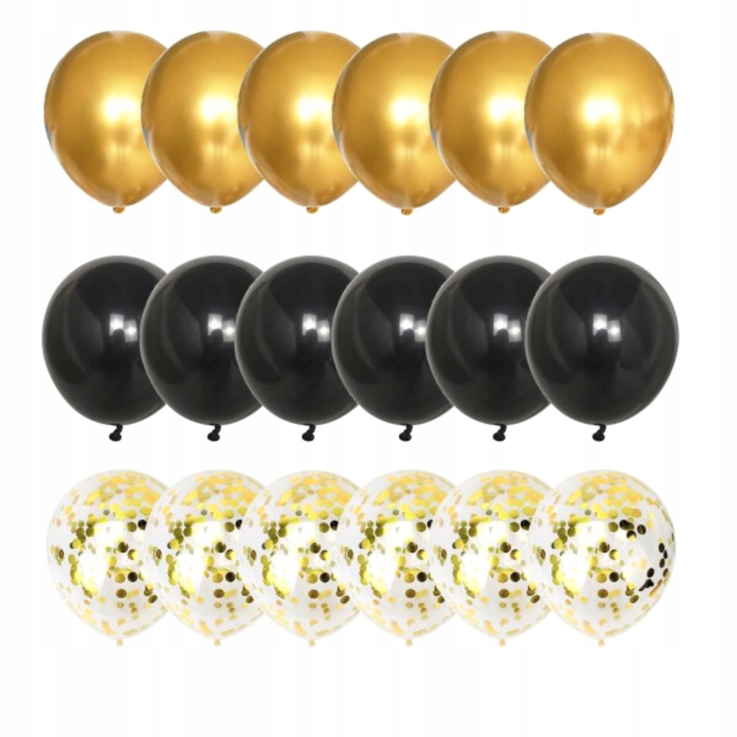 

Balony czarne złote konfetti 18 szt Urodziny Ślub