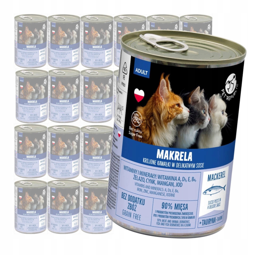 Levně PetRepublic Bezobilné Mokré Krmivo Pro Kočky 24 x 400 g Kousky v omáčce Makrela