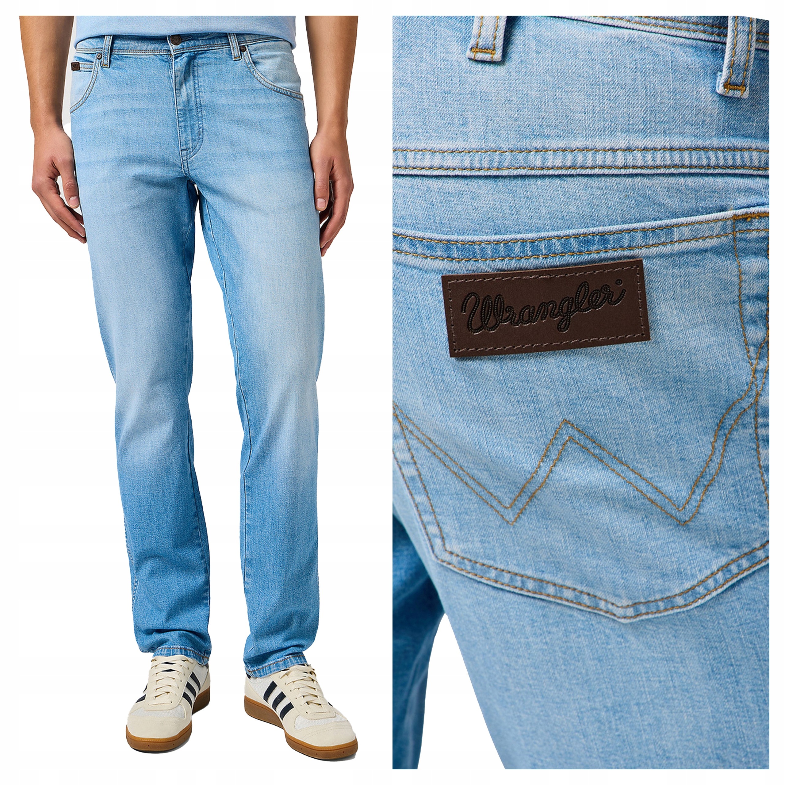 Pánské kalhoty Wrangler Texas Slim Modré Klasické džíny W34 L30
