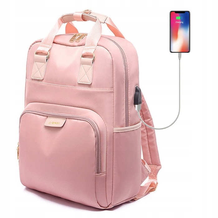 

Plecak Jq Stella na laptopa 15,6 z Usb różowy
