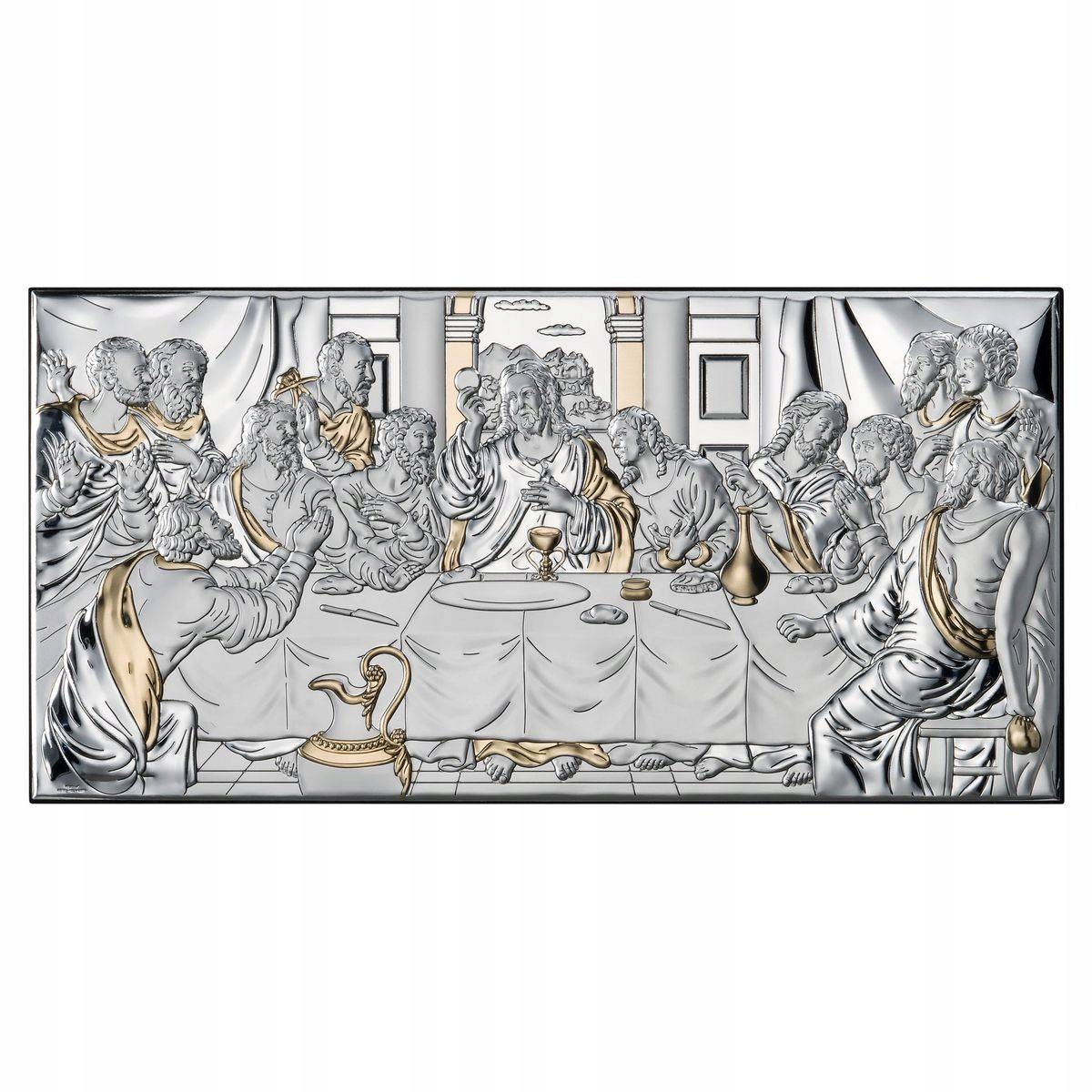 Poslední Večeře obraz moderní stříbrný se zlacením 50x24.5 cm