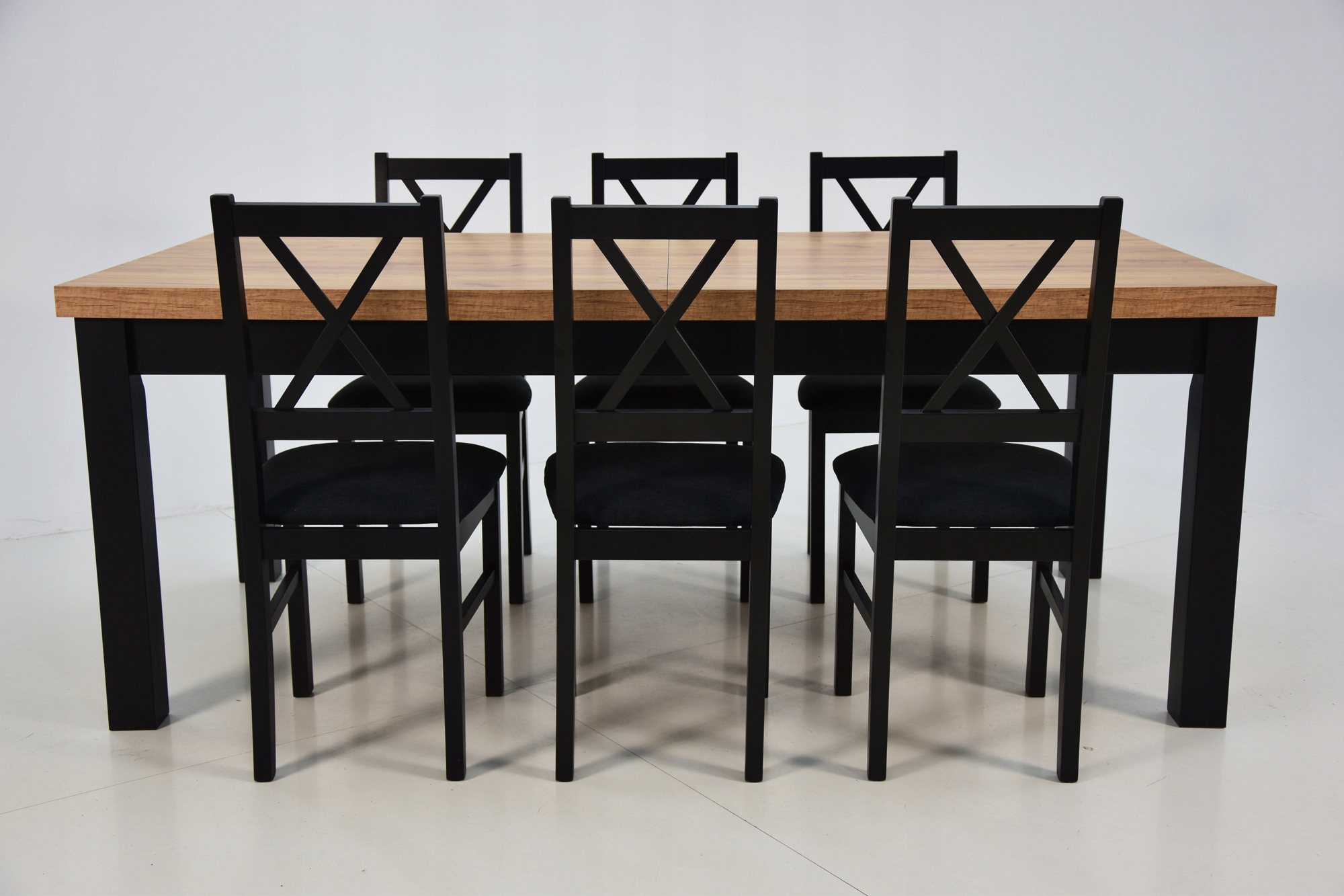 DUŻY stół rozkładany do 3m i 6 krzeseł DO JADALNI Kształt blatu prostokątny