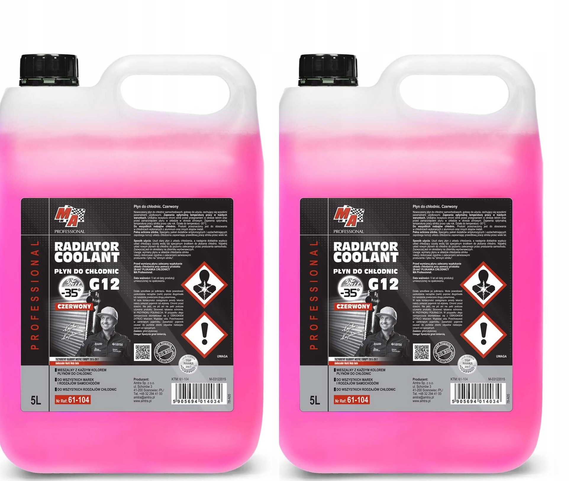 2x MOJE AUTO PŁYN DO CHŁODNIC G12 CZERWONY 5L -35°C