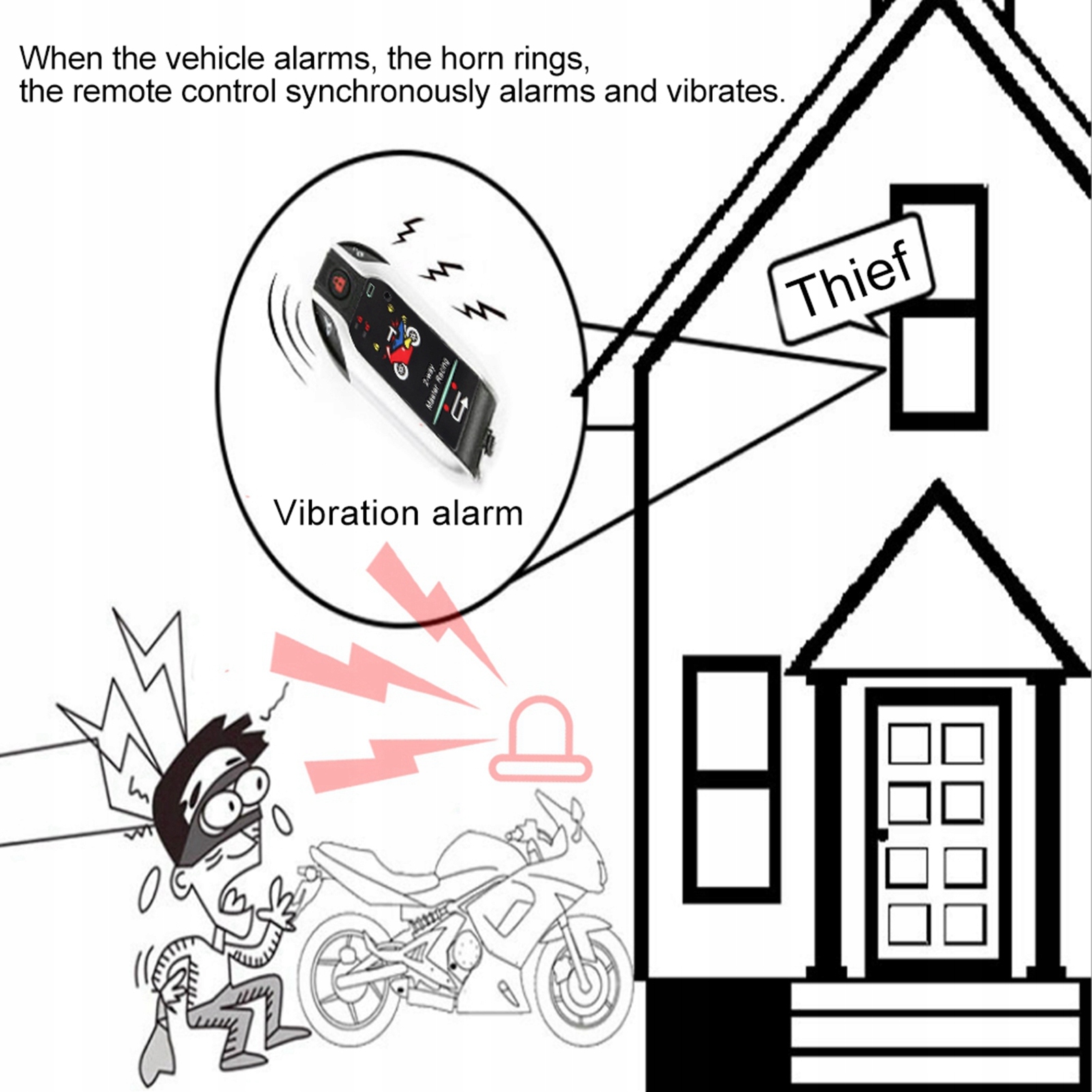 DWUKIERUNKOWY ALARM MOTOCYKLOWY Z CZUJNIKIEM ZDALNEGO STEROWANIA UNIWERSALN Producent bez marki