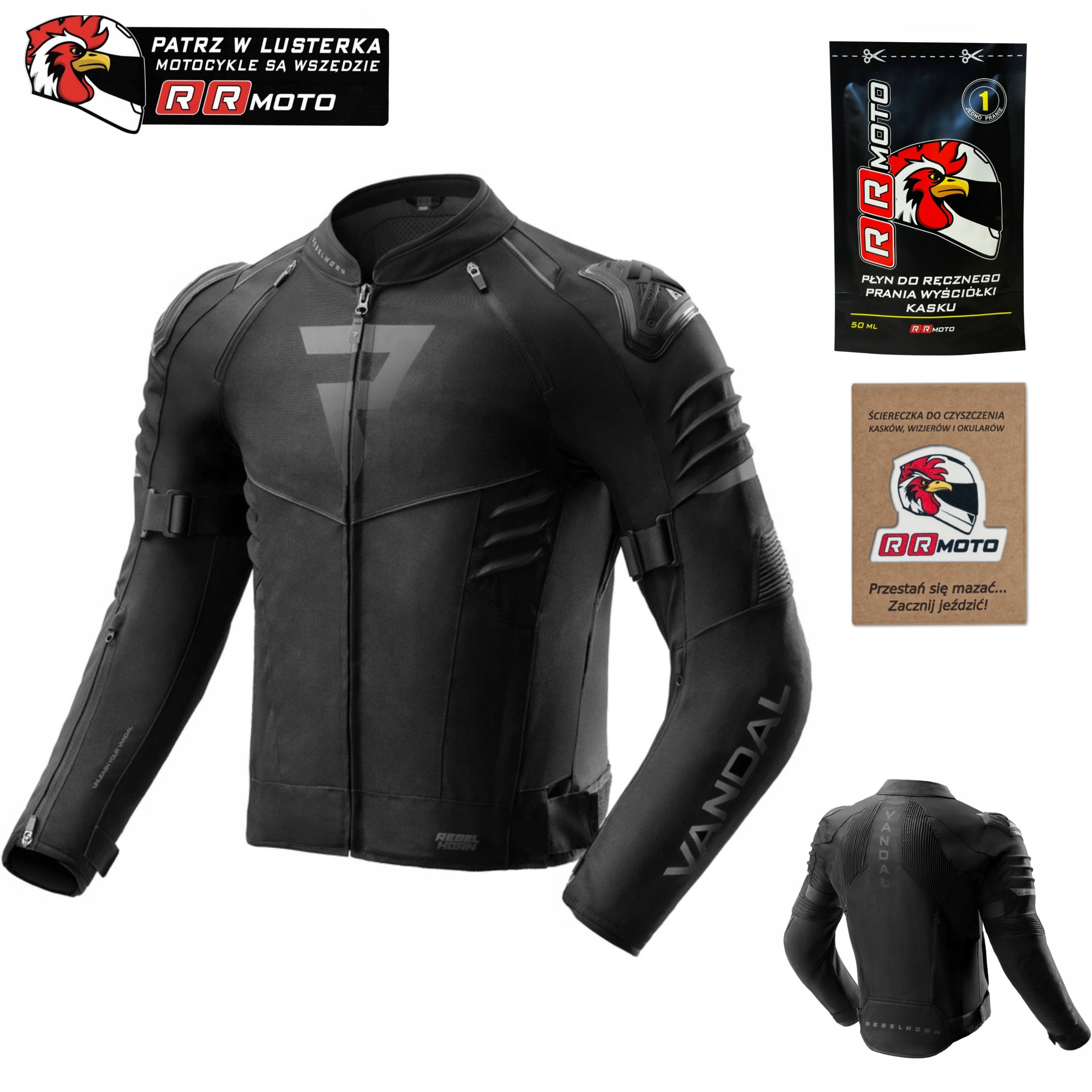 Tekstylna kurtka motocyklowa Rebelhorn Vandal 2 Black czarny Gratisy