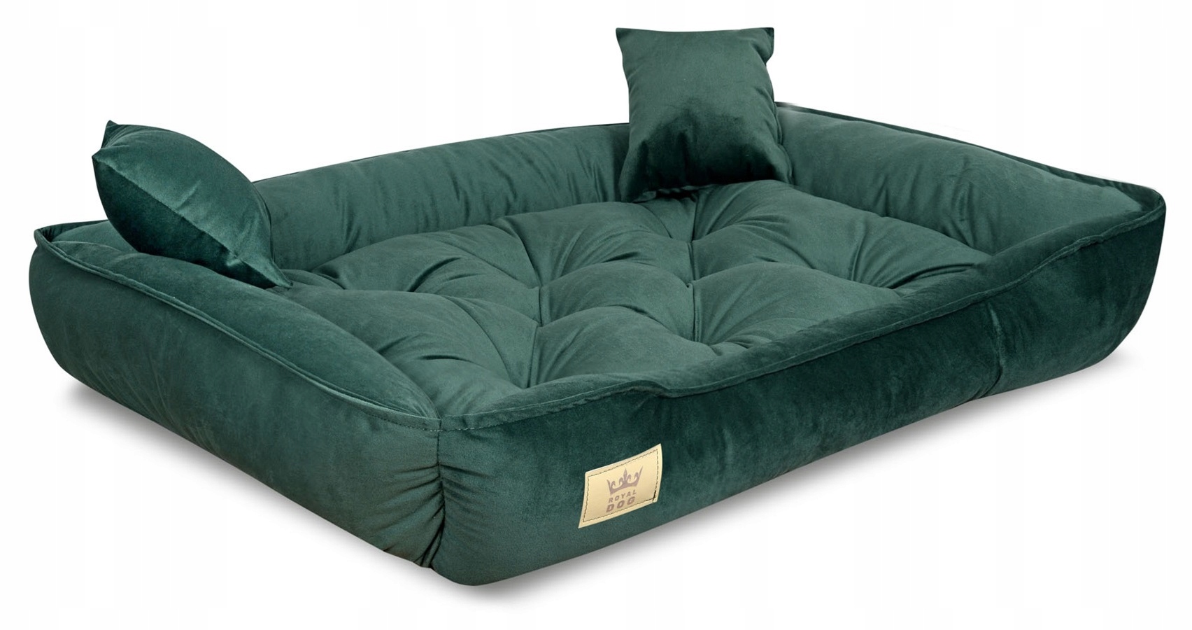 Pelíšek pro psa kotec 100 x 75 cm, velur tmavě zelený