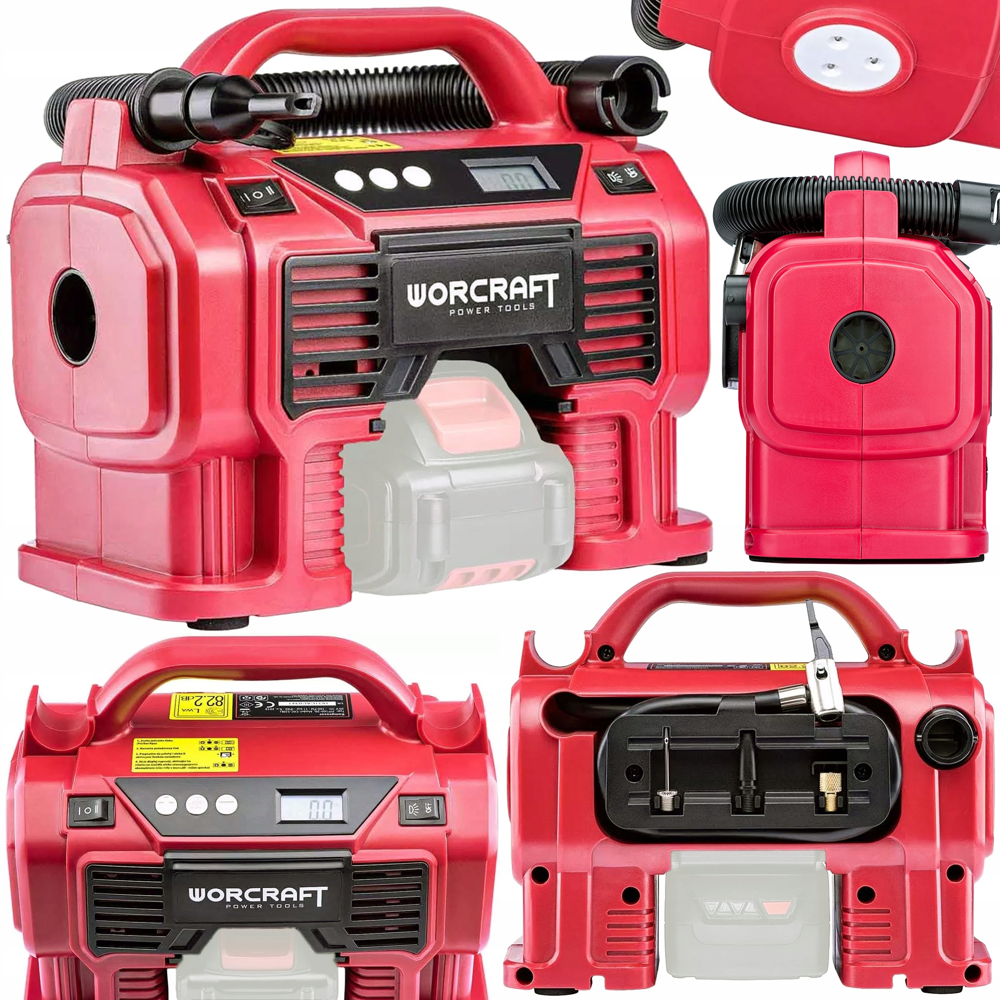 Automobilový Kompresor Worcraft CAC-S20LIA Akumulátorová pumpa adaptér Body