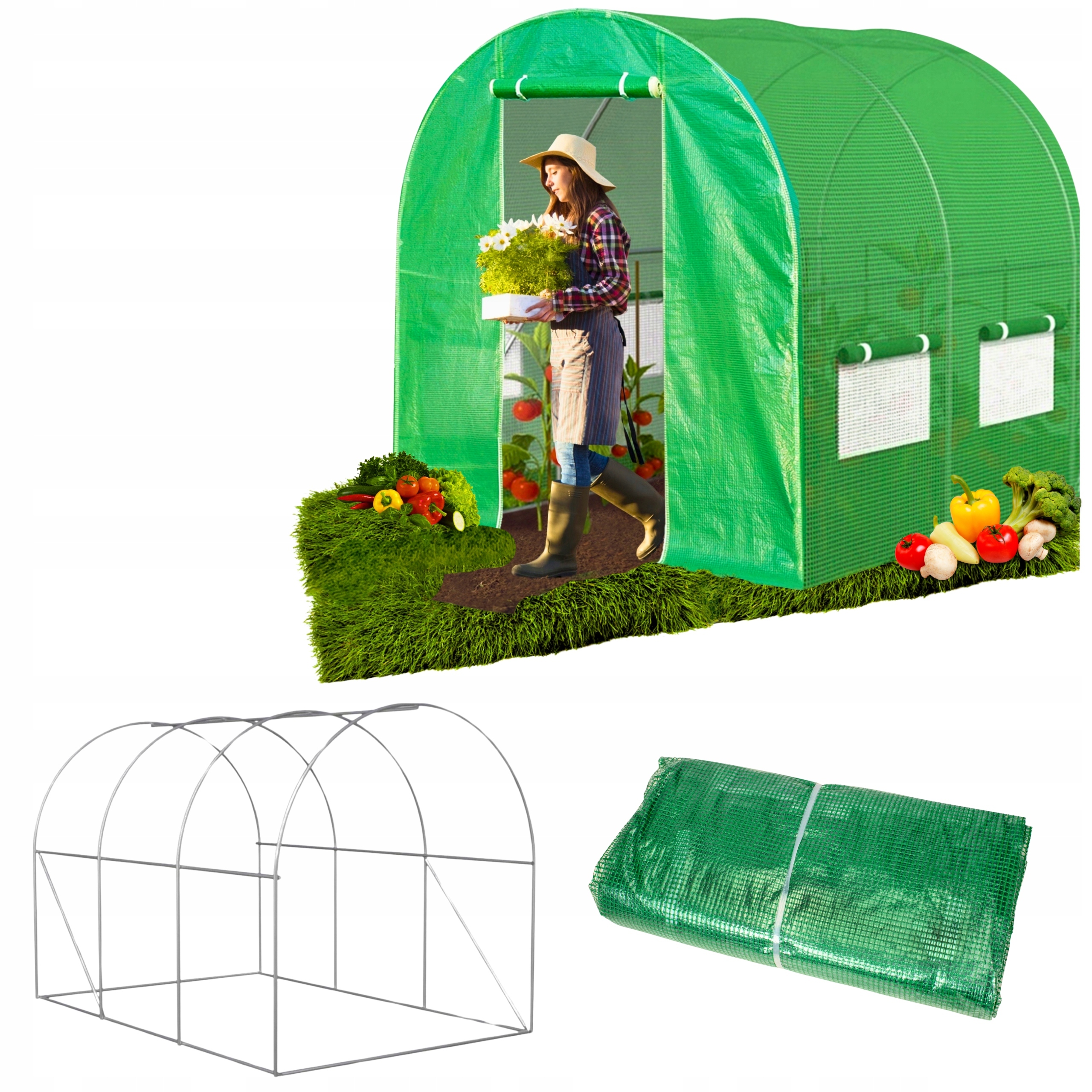 Fóliový tunel Záhradný skleník Pozink 4 m² Fólia Rošt 2x2 m 19 mm!