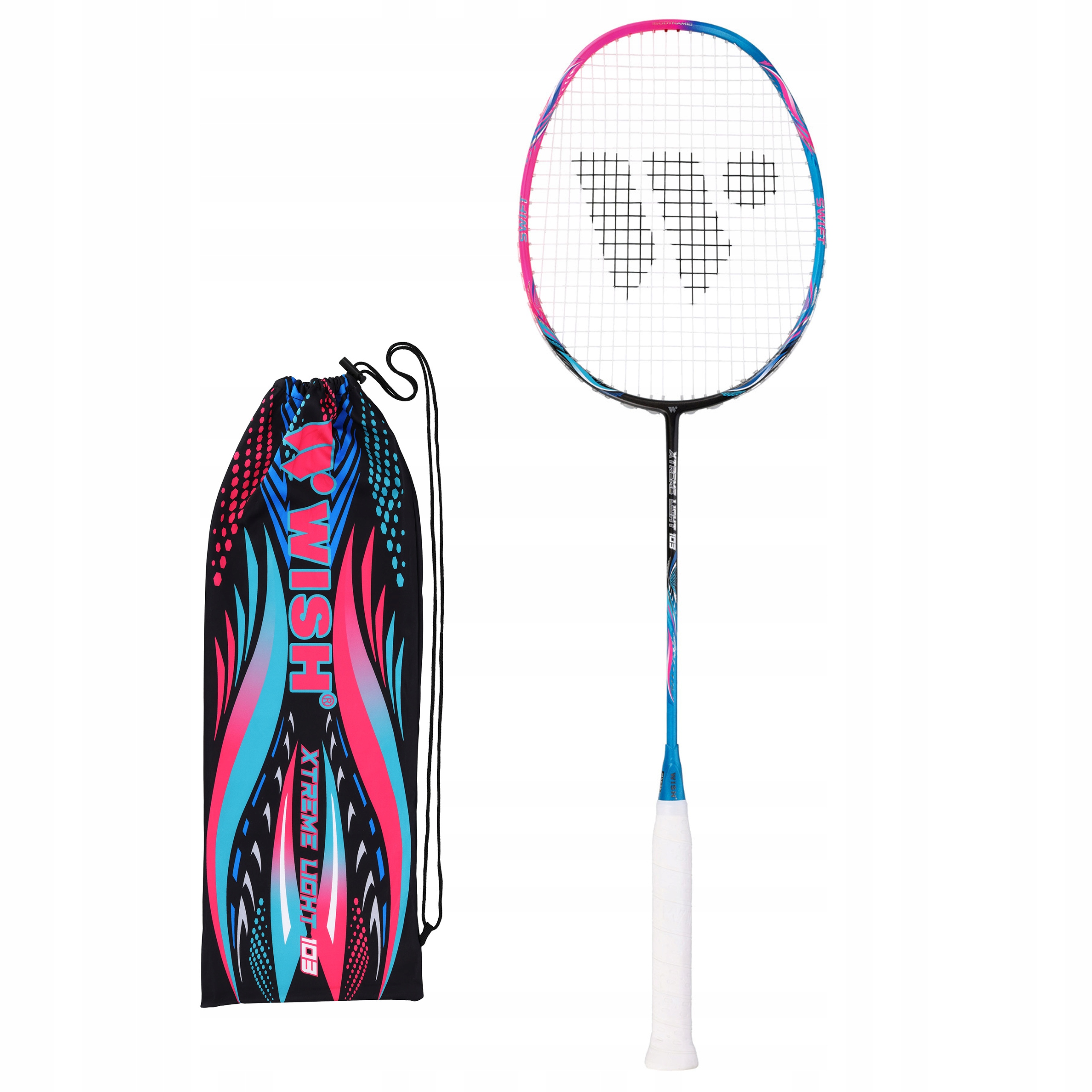 Badmintonová raketa carbonová grafit lehká 72g sportovní obal Wish