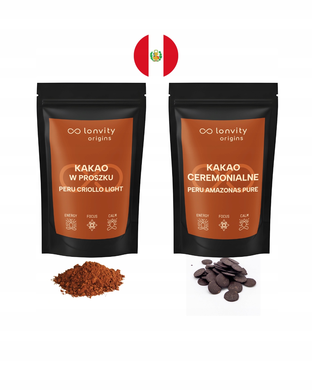 Kakao 100% Čisté Peru Criollo Light Peru Amazonas Pure Surové Eko 2x250g