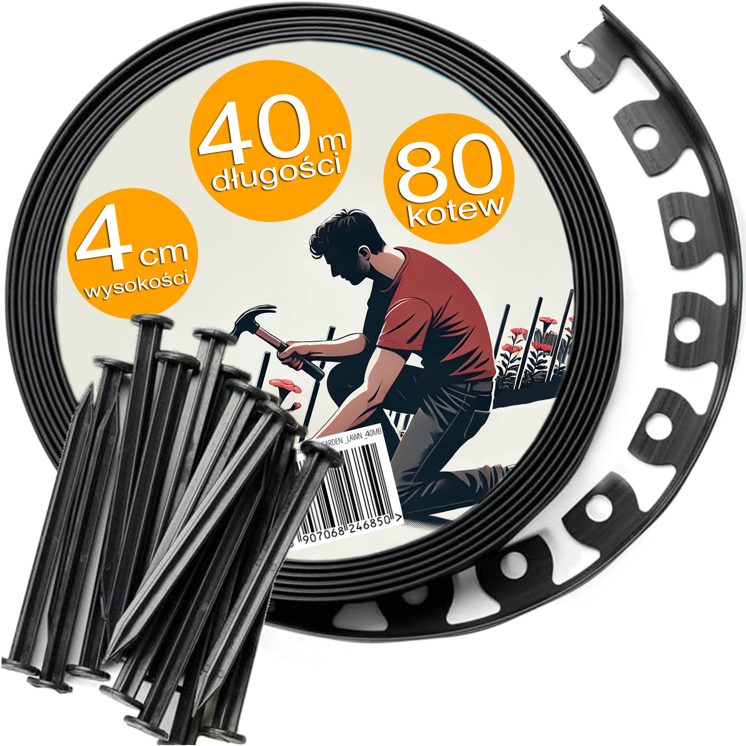 Zahradní Lem Trávníkový Lem Plastový Černý 40 m Okraj 4 x 10 m