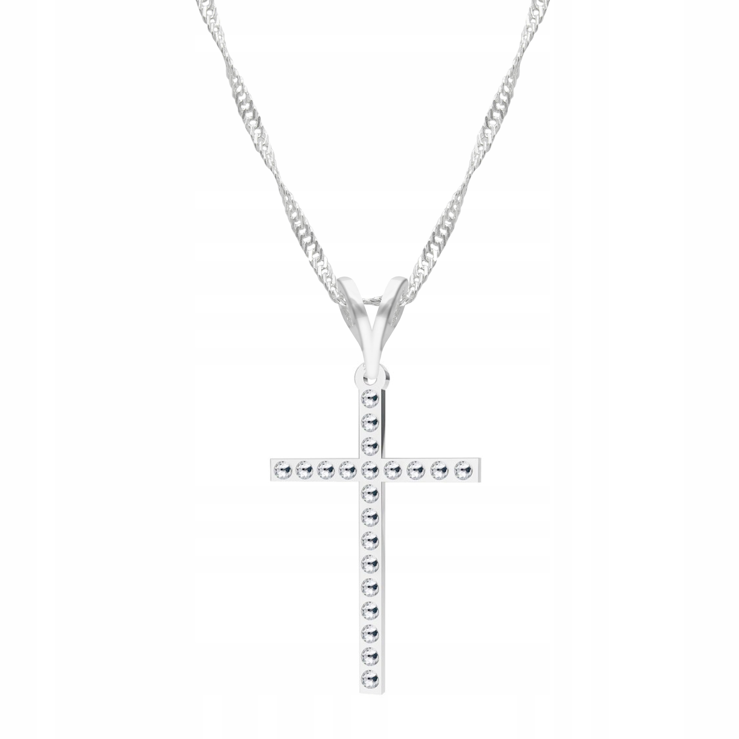 Stříbrný řetízek náhrdelník 925 Kříž Křišťály
