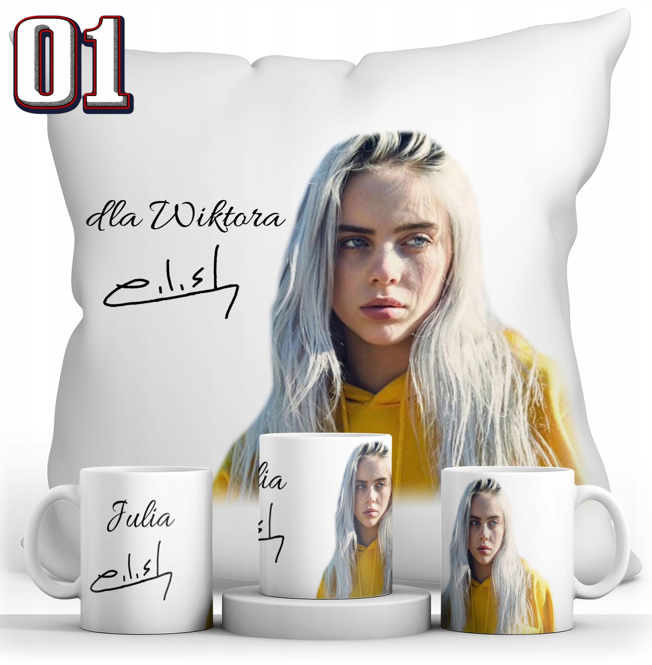 ZESTAW BILLIE EILISH KUBEK + PODUSZKA Pojemność 330 ml