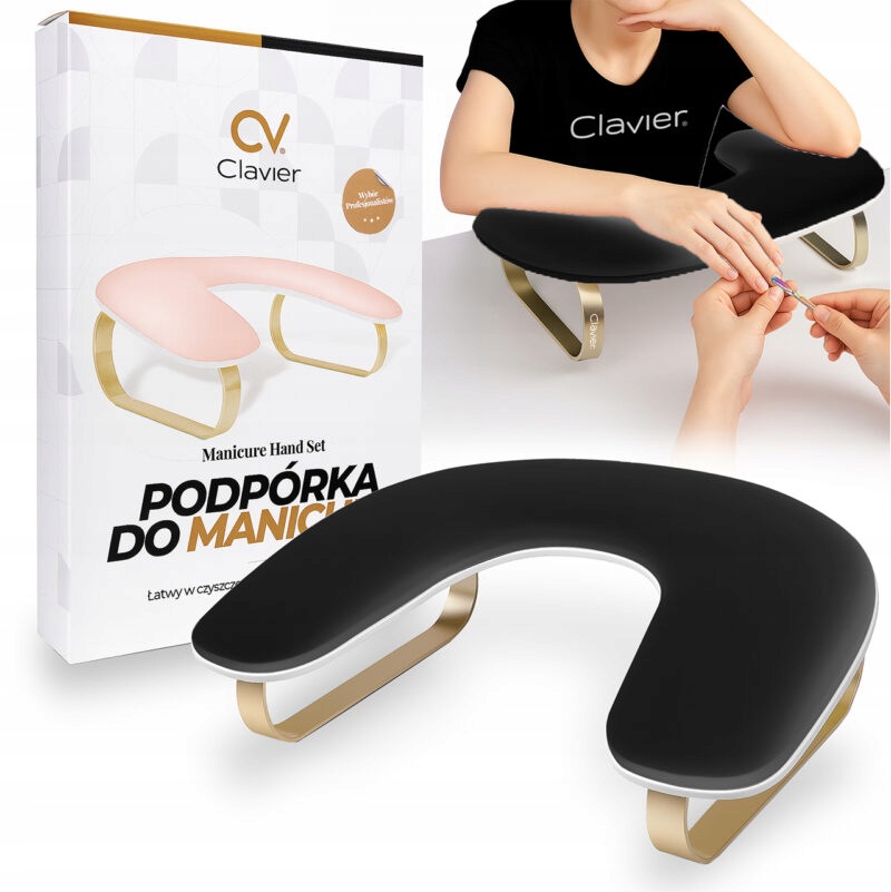 Podpórka pod dłonie do manicure owal soft, czarno-złota Clavier