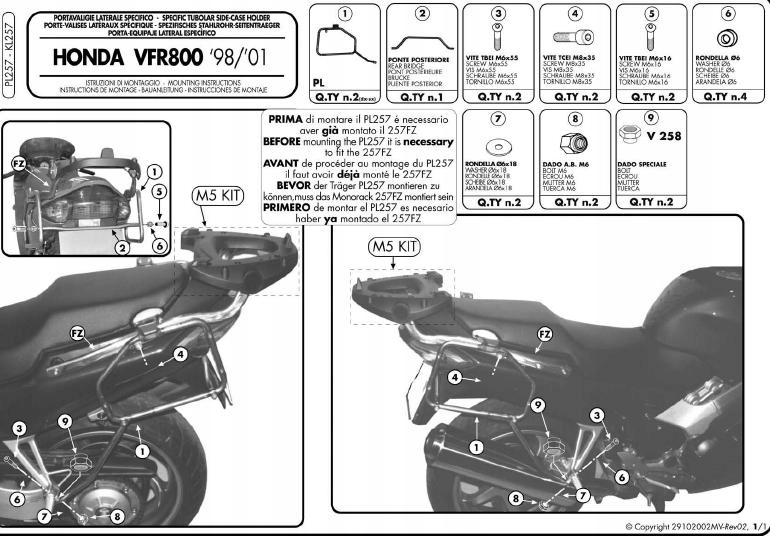Kappa Stojan Bočných Kufrov Monokey Honda Vfr 800 (98-01)