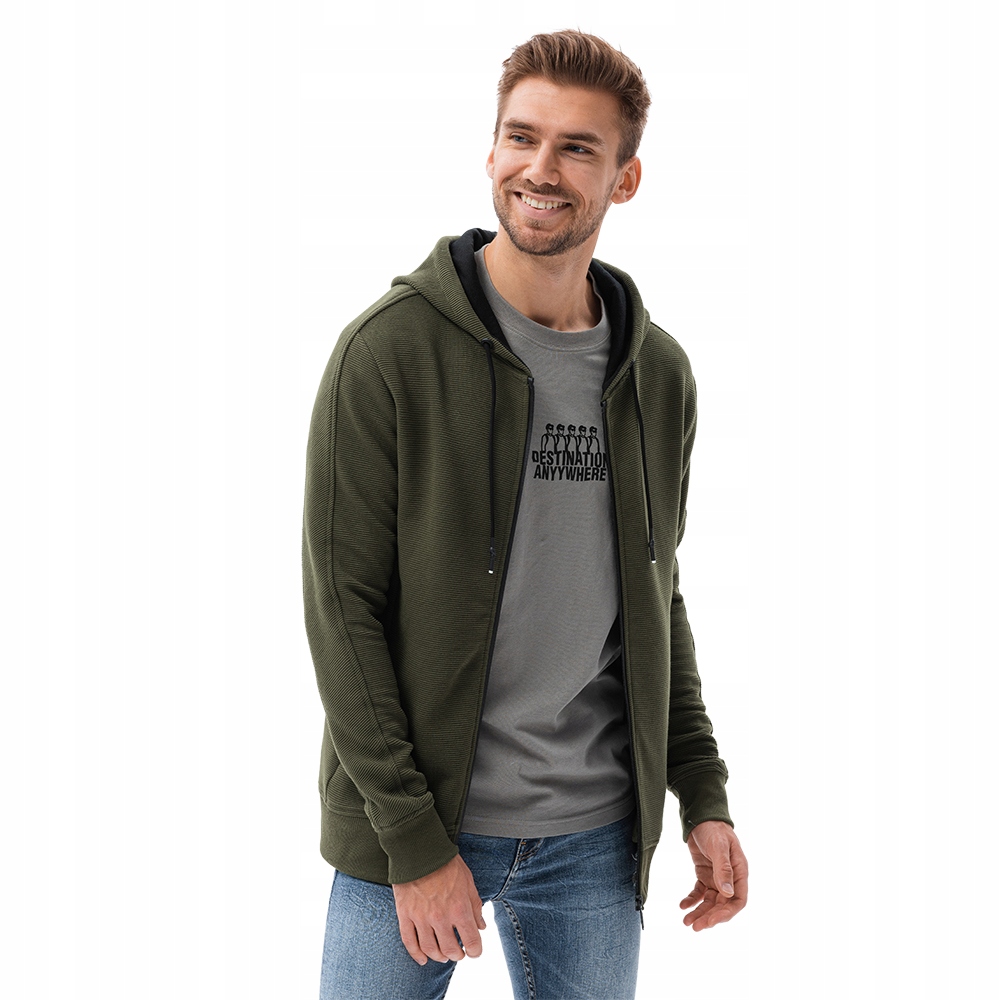 

Bluza męska rozpinana z kapturem B1157 ci oliw XL