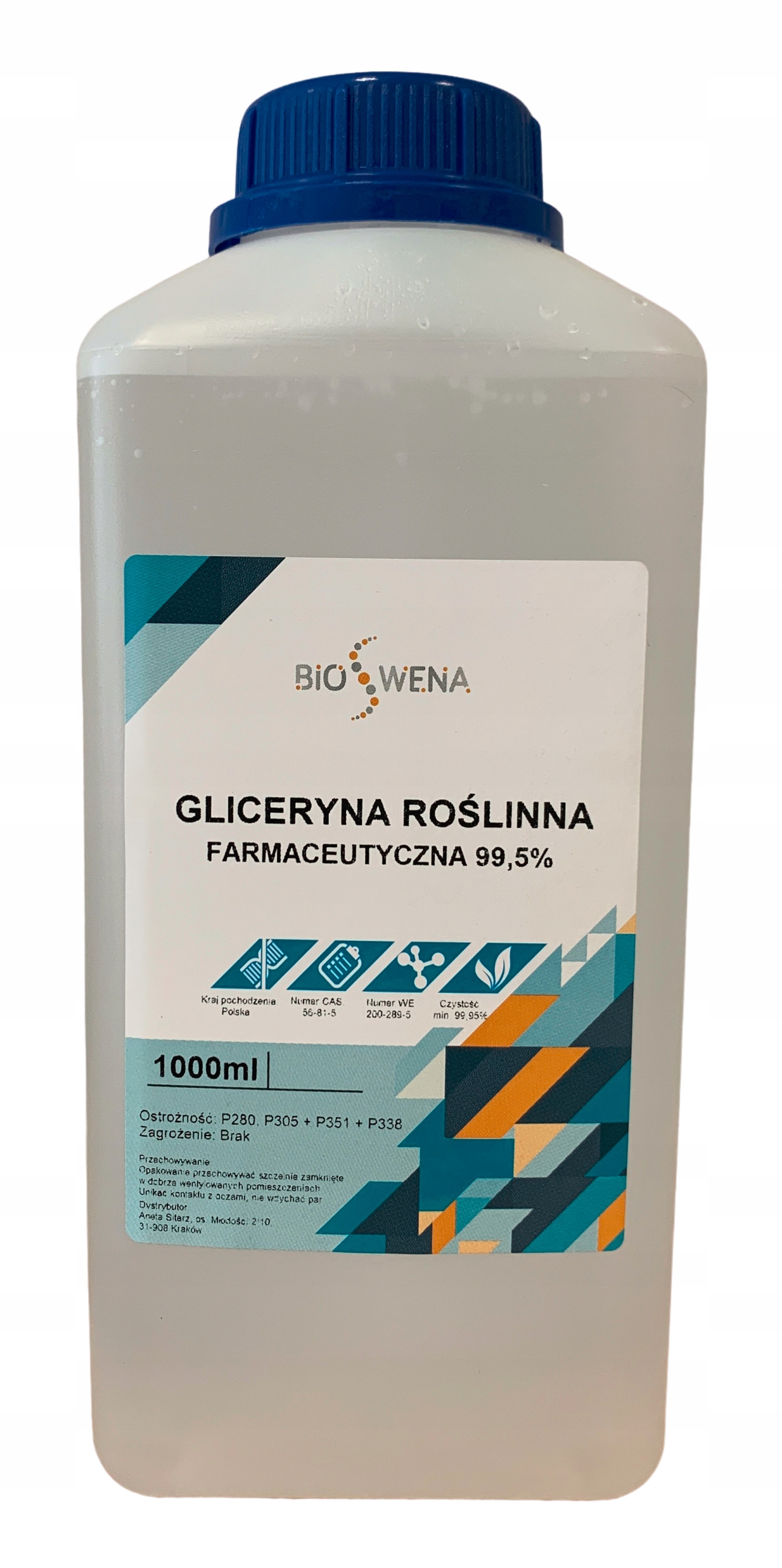 

Gliceryna Roślinna Farmaceutyczna 99,5% 1L~1,26KG!
