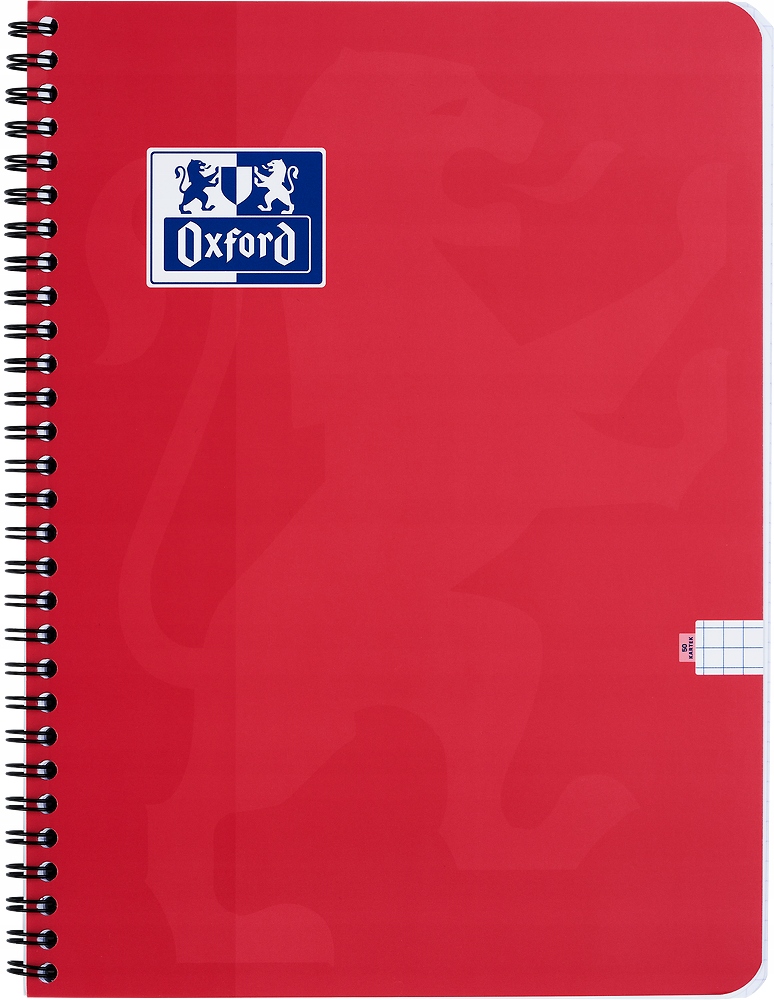 KOŁOZESZYT OXFORD ESSE A4 KRATKA 50K czerwony