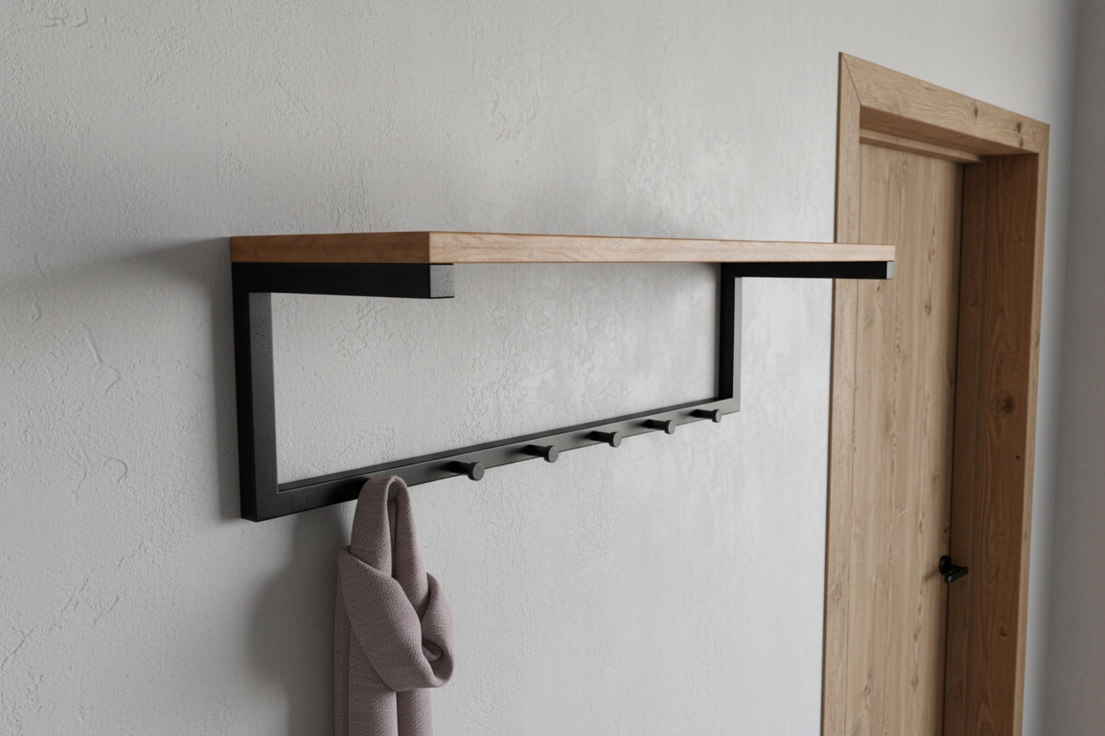 Nástěnný Věšák S Poličkou OPEN-2 hliník Loft 90 cm předsíň šatna Novinka