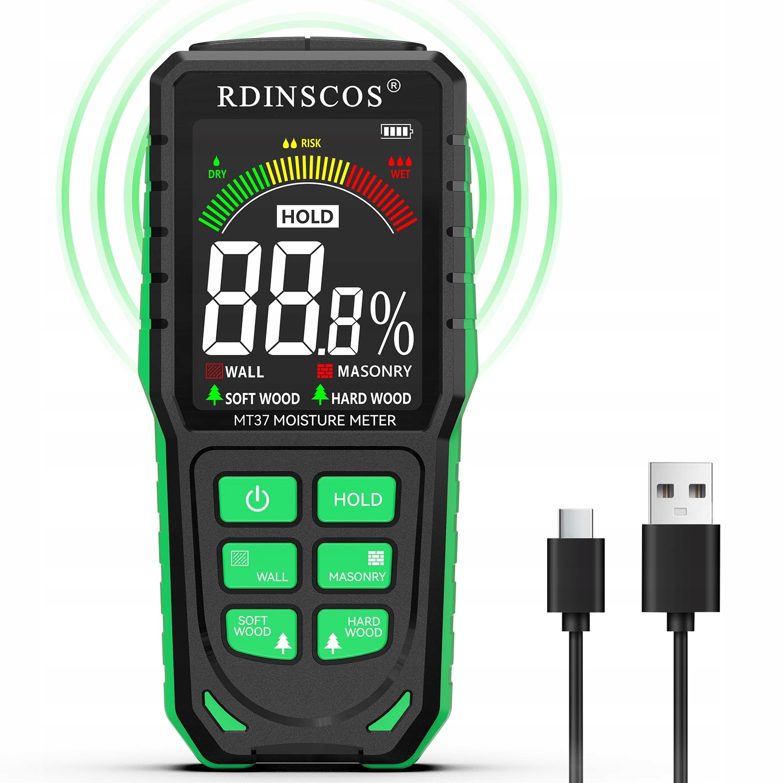 Rdinscos Akumulátorový měřič vlhkosti Měřič vlhkosti pro stěny LCD