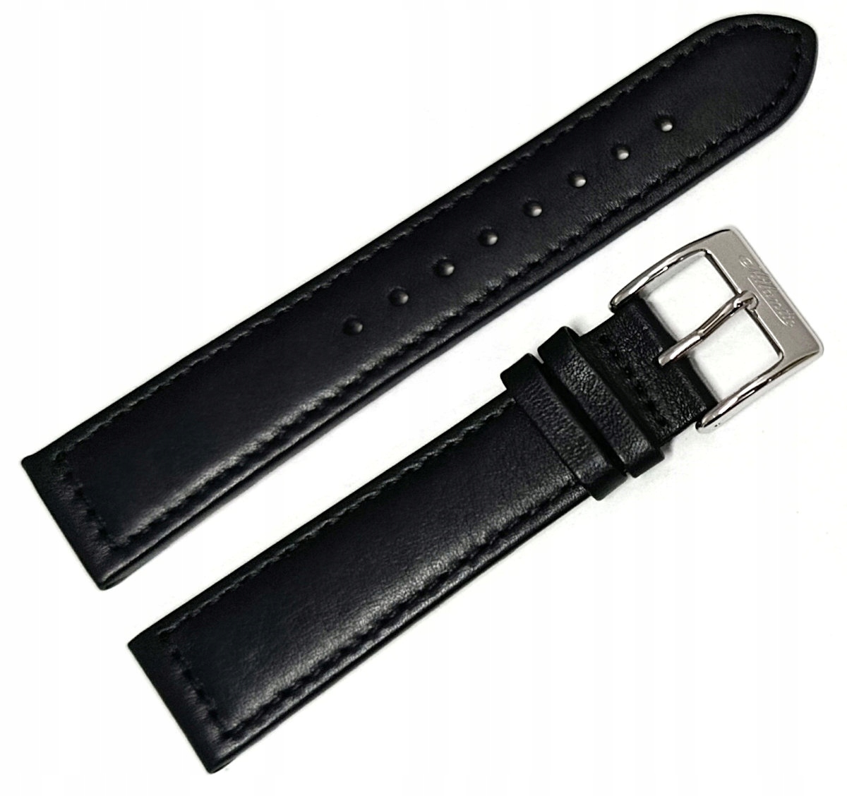 Originální Kožený Černý Řemínek Na Hodinky Atlantic Worldmaster 20 mm Hladký