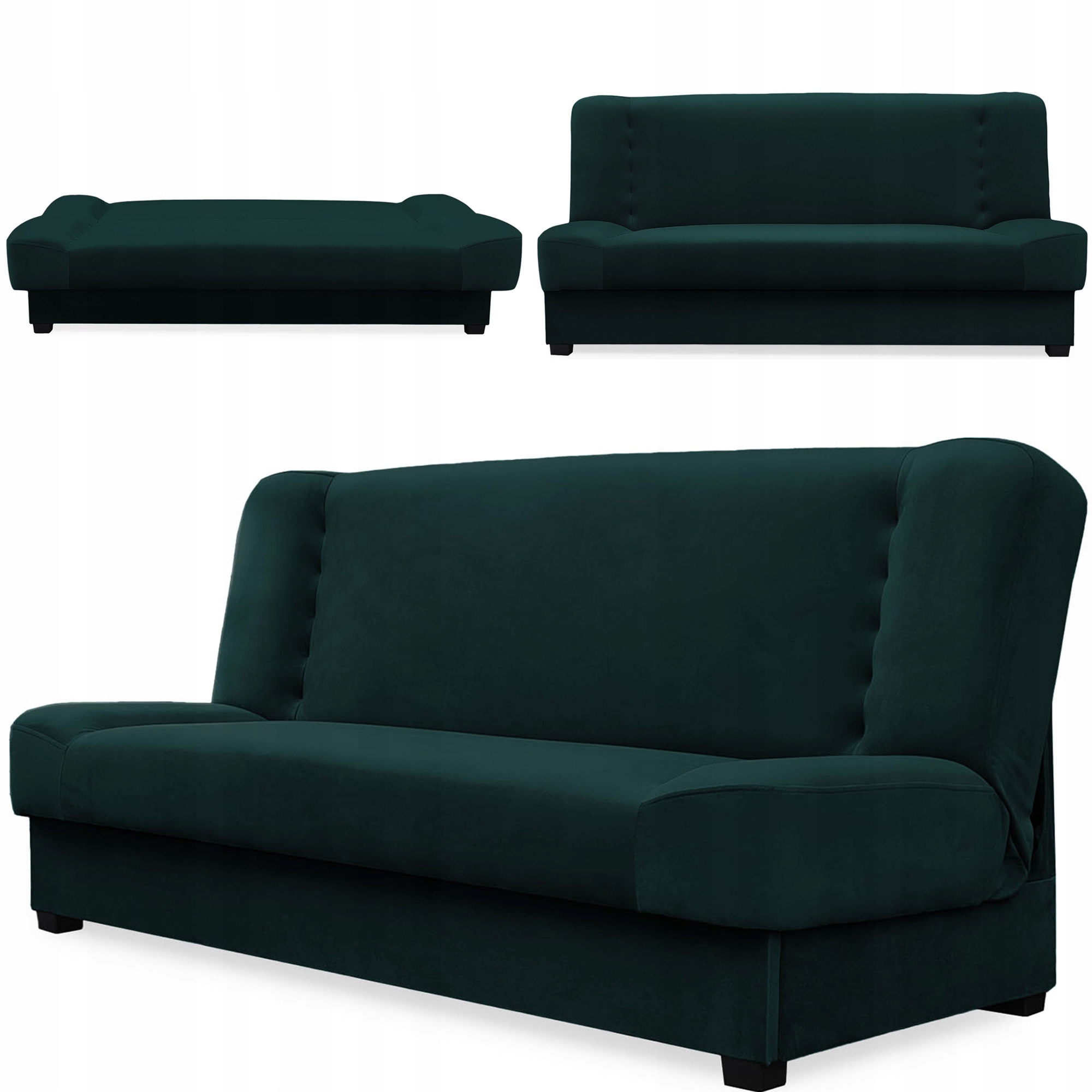 Zelená dvoumístná rozkládací pohovka s funkcí spaní Piano