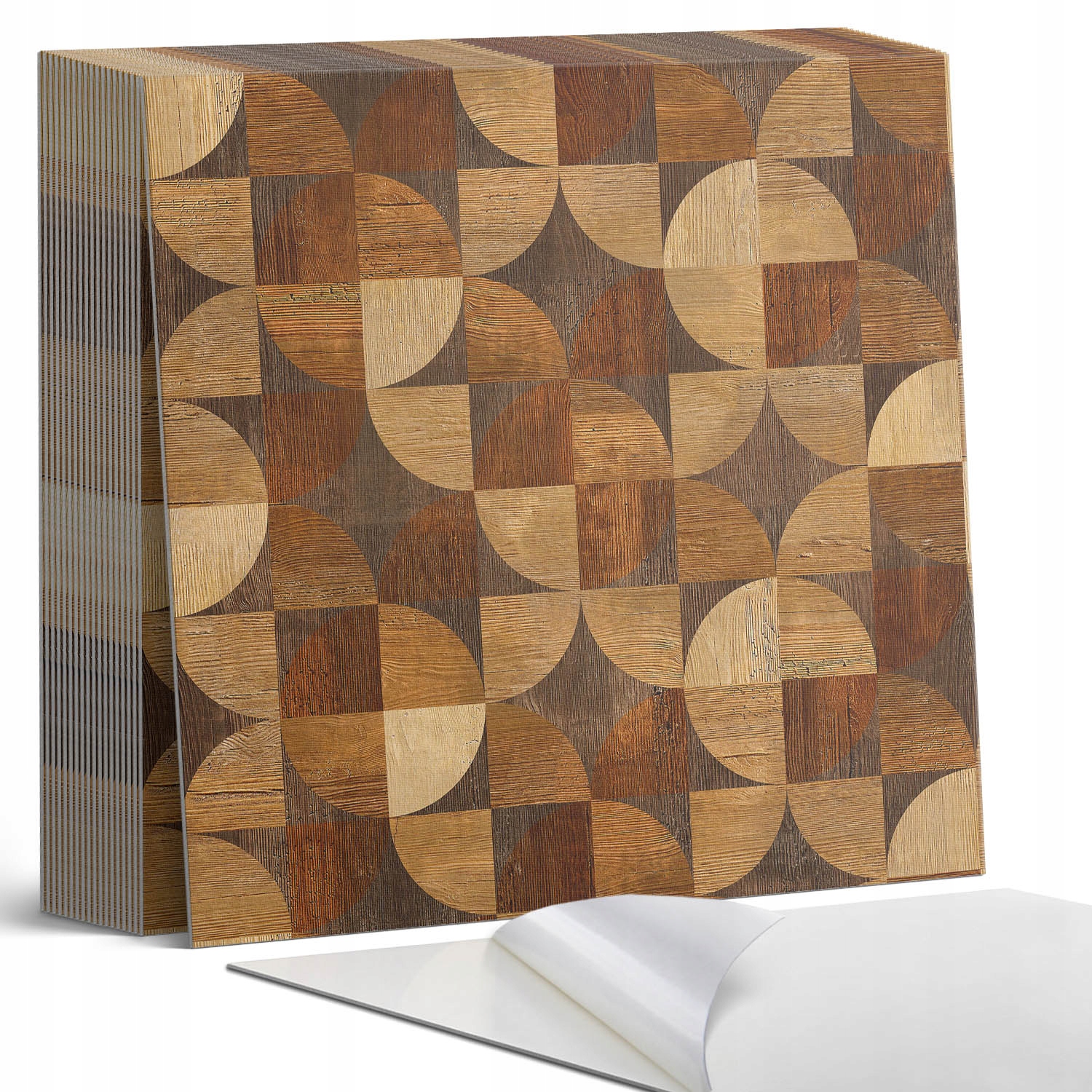 Vinylové dlaždice na zeď Dřevěný motiv v geometrickém stylu 20 x 20 x 20 cm
