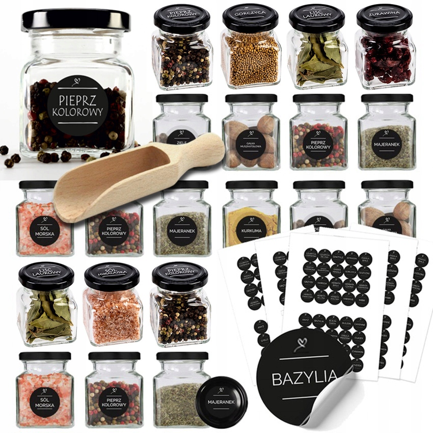 

Słoik Na Przyprawy 120ml 20szt 200 Naklejek +łyżka