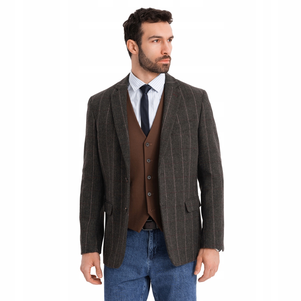 Pánská elegantní sako s grafitovou vlnou V3 OM-BLZB-0137 vel. M