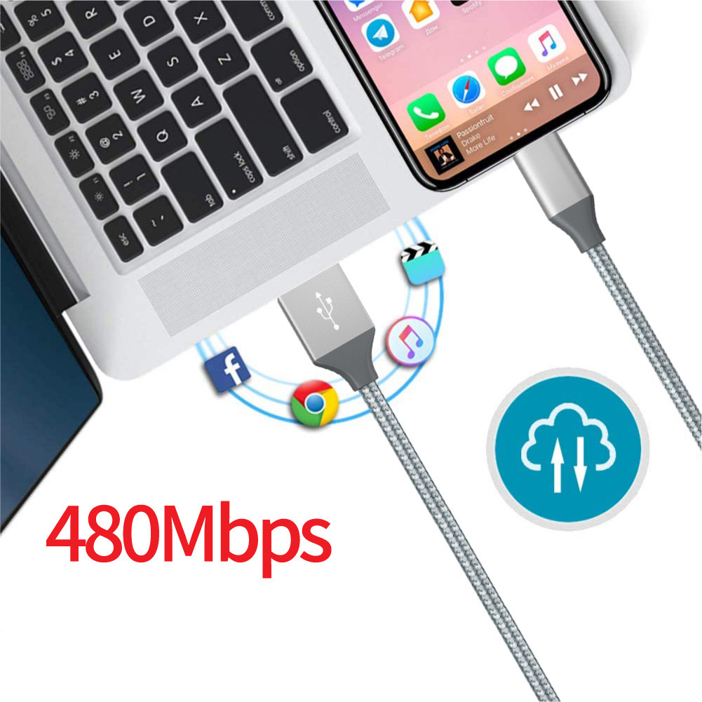 Kabel 2m do szybkiego ładowania USB-Lightning Złącza USB - Apple Lightning