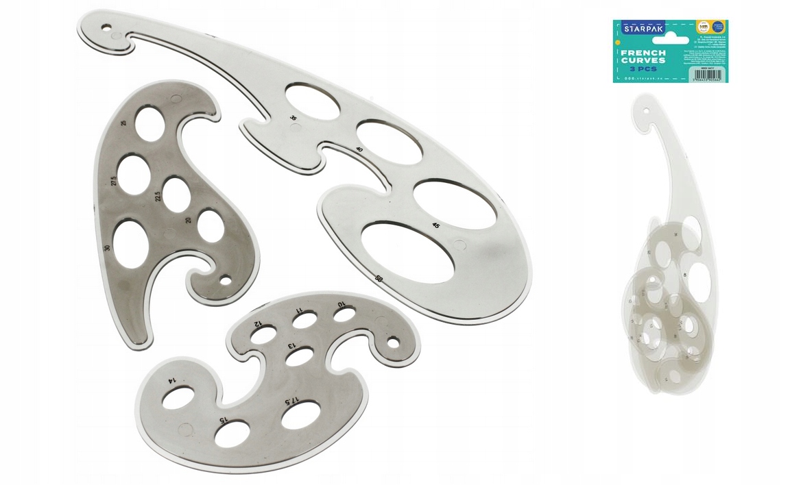 KRZYWIKI KREŚLARSKIE PLASTIKOWE 3 ELEMENTY STARPAK