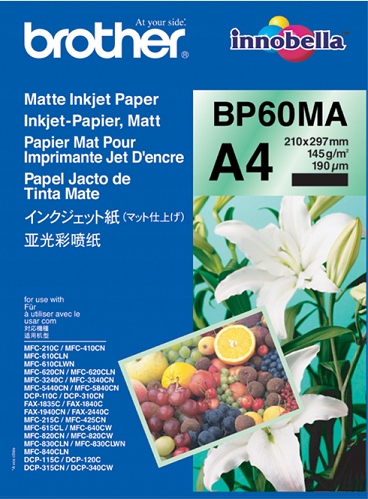 BP60MA, 25 arkuszy, papier do drukarek atramentowych Brother, matowy, 145 g