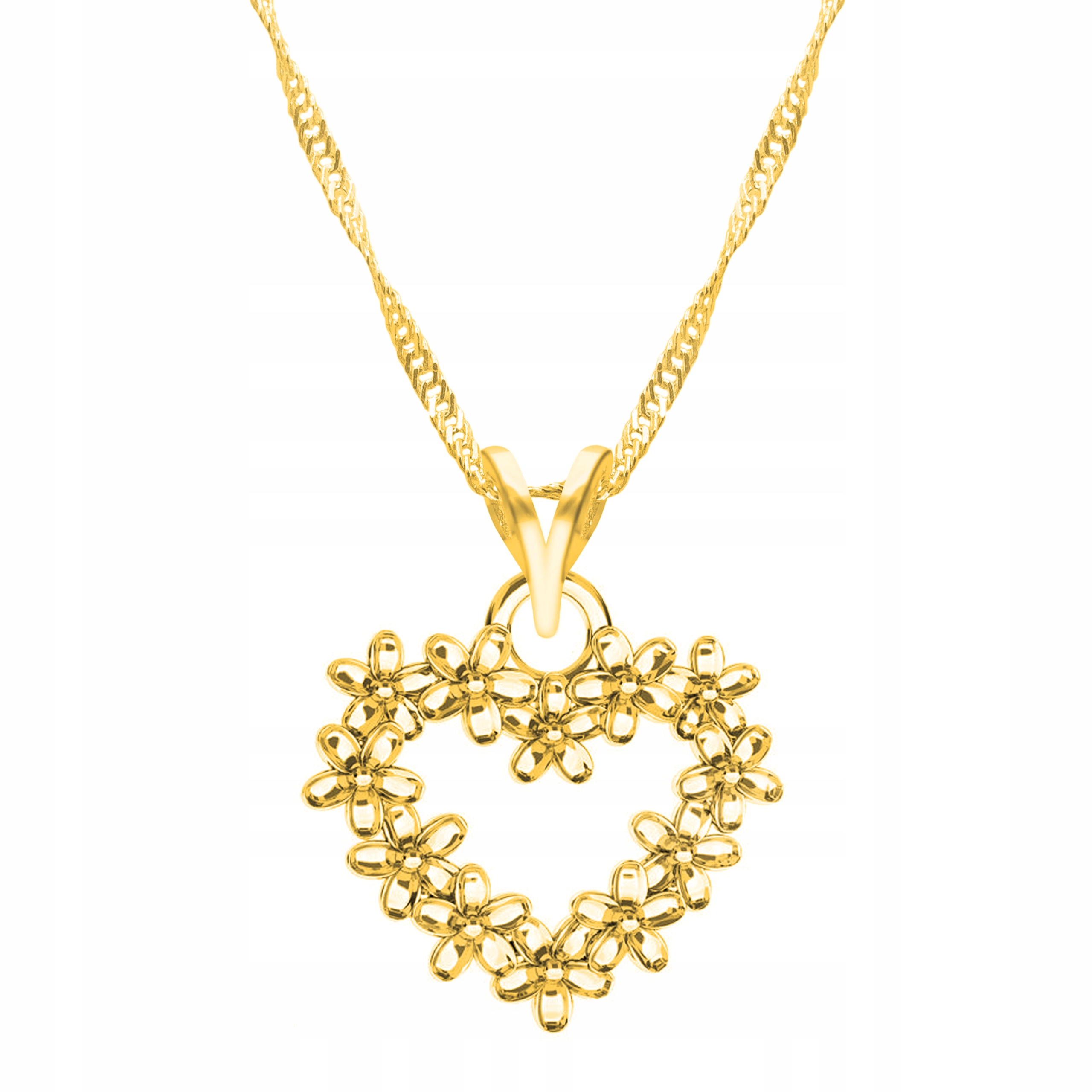 Řetízek zlatý náhrdelník 925 Srdce s Květy