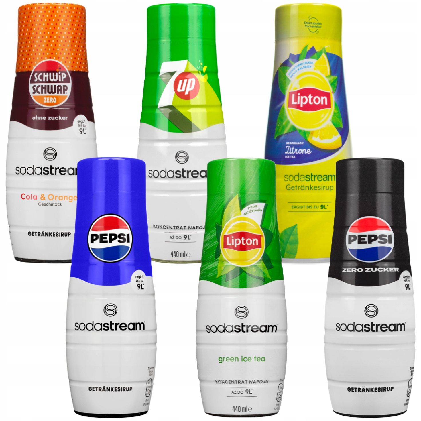 6 X Sirup Sodastream Pepsi Schwip 7UP Lipton Koncentrát Do Saturátoru