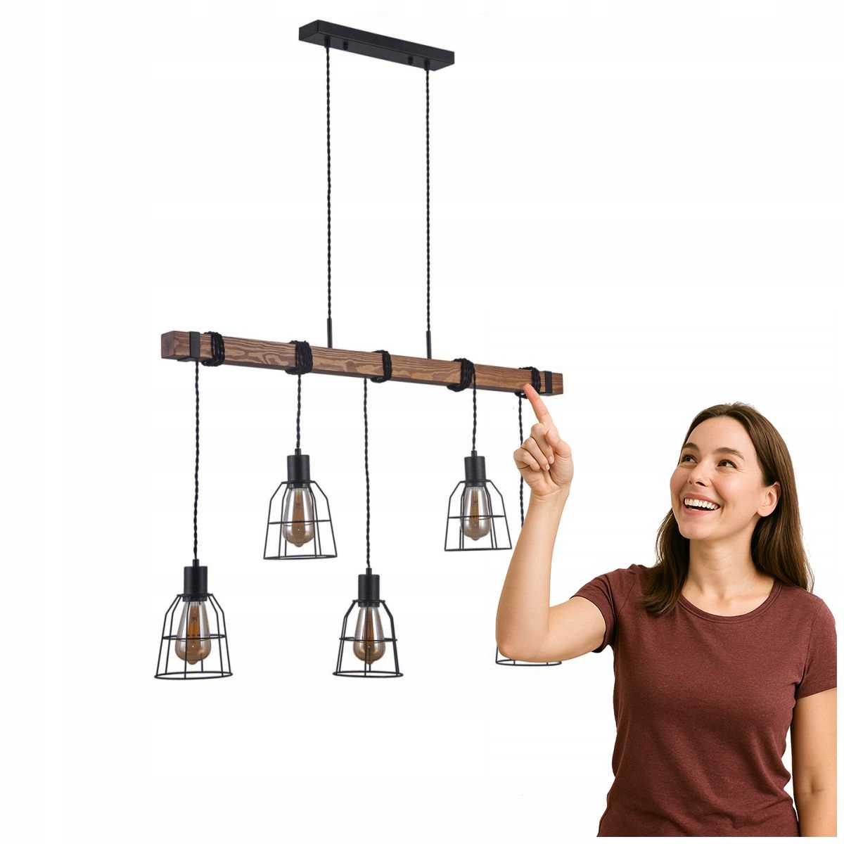 Závěsná lampa Reda 5xE27 černá matná Italux