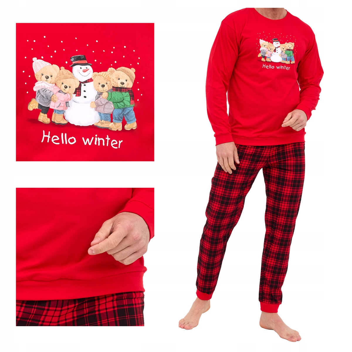 Cornette Pánské pyžamo bavlna s dlouhým rukávem Winter 115/289 červená XL