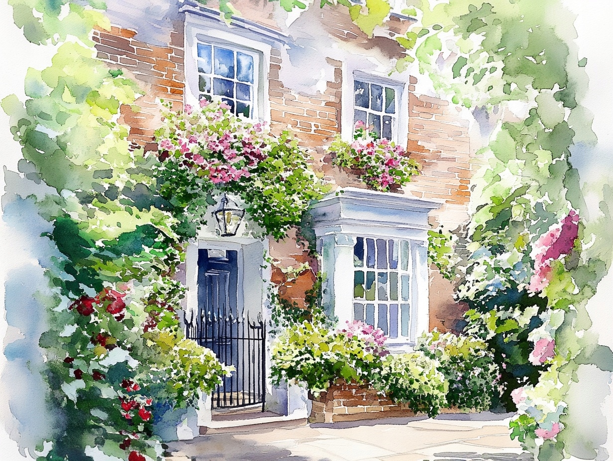 Obraz Na Plátně Canvas Architektura Anglie Dům Dveře Zahrada Květiny 80x60