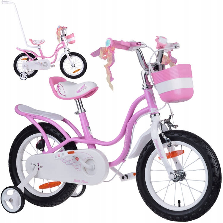 RoyalBaby Rower dziecięcy 14" Little Swan Koszyk kółka boczne RB14-18