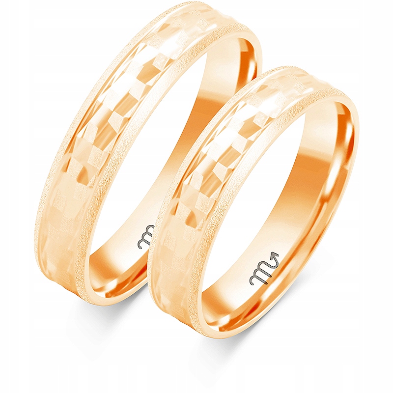 Prsteny 14K Růžové Zlato 4.5mm Čočka Gravírování