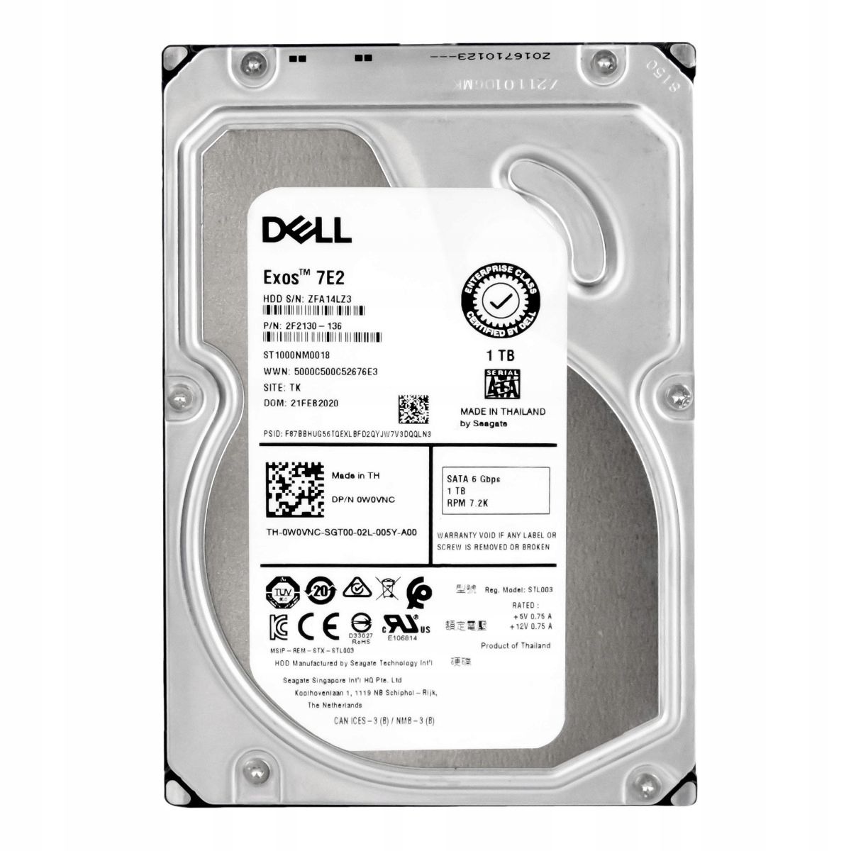 Dell 0W0VNC 1TB 7.2K 128MB Sata III 3.5'' ST1000NM0018