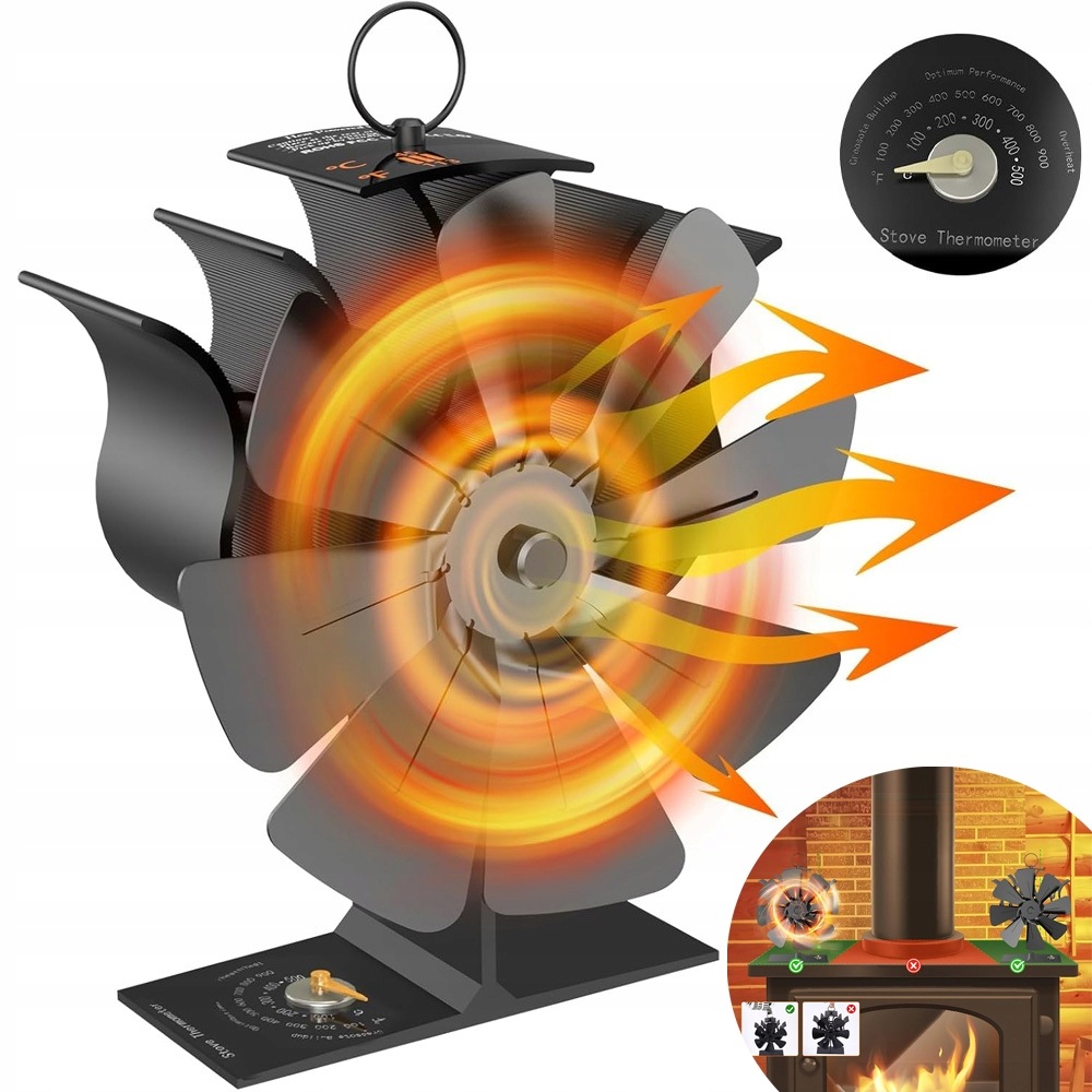 Krbový Ventilátor, Termoelektrický Větráček Napájený Z Teploměru, Černý