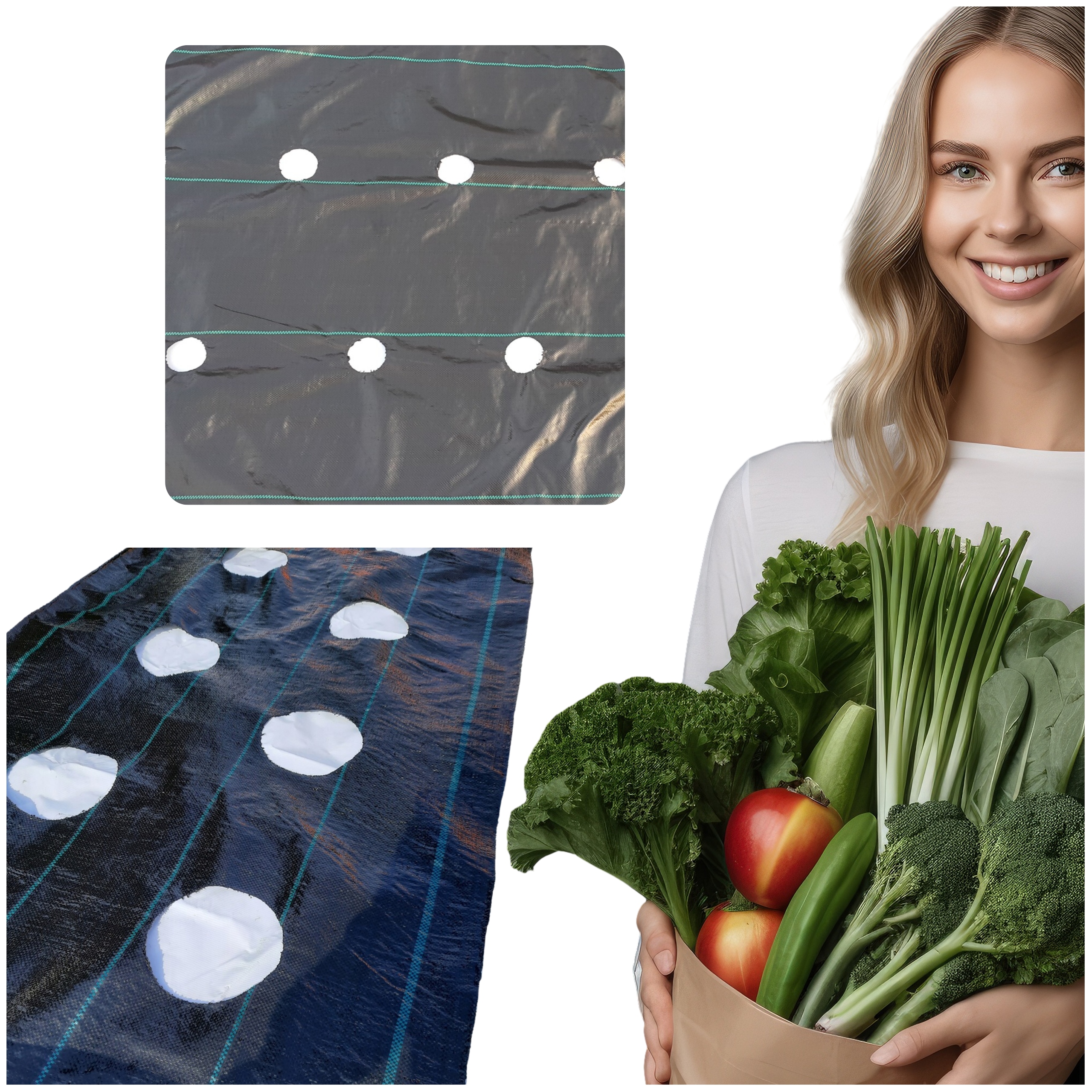 Agrotkanina Hotové Otvory Pod Jahody Uhorky 1,1 x 50 m Hrubá 70 g/m2