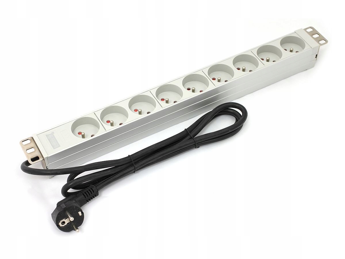 Zásuvková lišta Pdu 19'' Rack 9xTyp E, 1.8 m 1xSchuko, 16A, hliníková